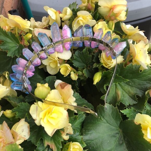 Blue + Pink Angel Aura Crystal Goddess Boho Crown - Picture 3 of 3